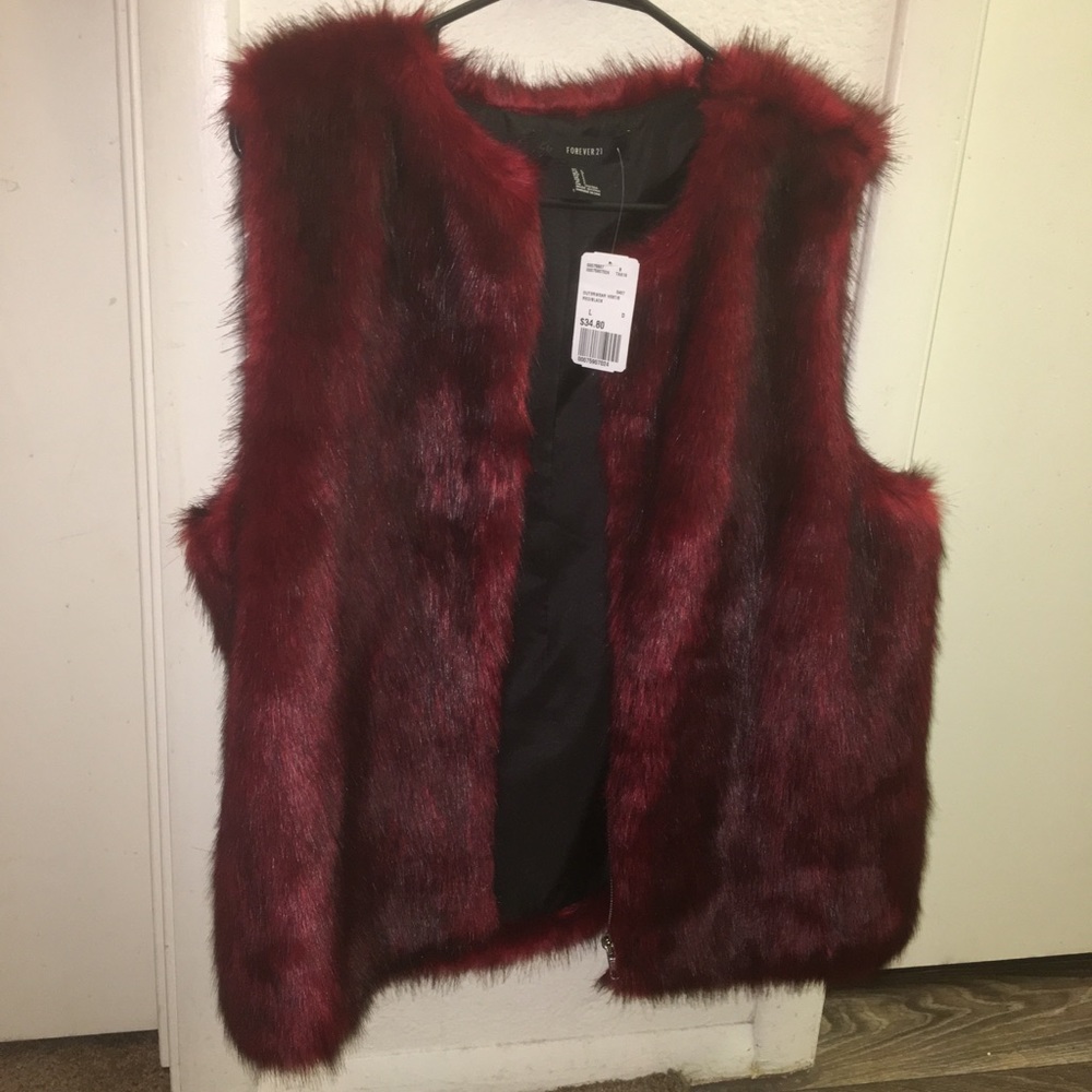 Maroon/black da ux fur coat jacket